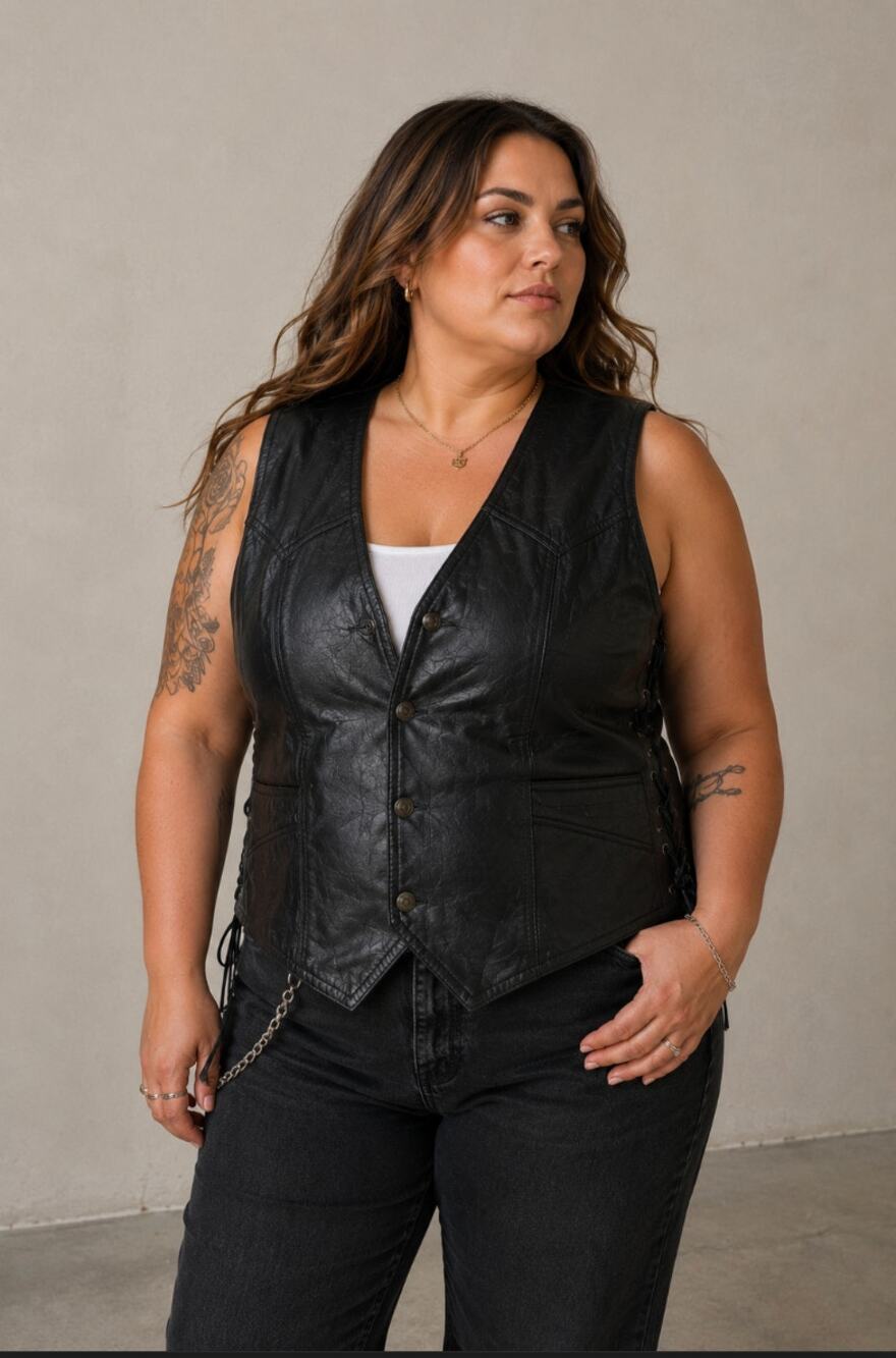 Harley Davidson Rocky Ranch Hides Rock Men's Genuine Hog Leather Biker Vest 2X